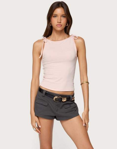 Edikted Chrissy tie strap tank top in light pink