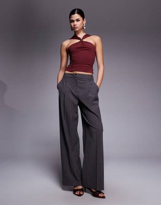 Edikted Cielle wide strap gathered top in burgundy, 2 of 4