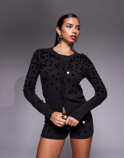 Edikted Cierra sequin knit cardigan in black (Part of a set) - view 1
