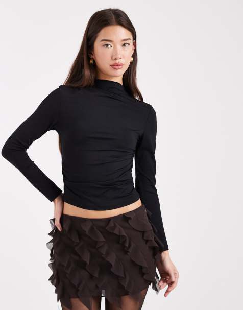 Edikted Clare chiffon ruffle mini skirt in brown - view 1