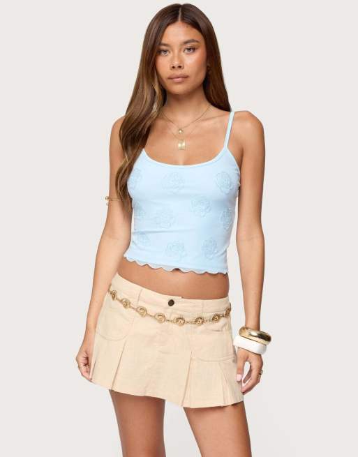 Edikted Clarence beaded tank top in light blue