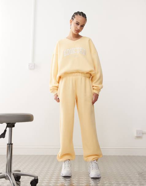 Edikted clark oversized sweatpants in yellow co-ord - view 1