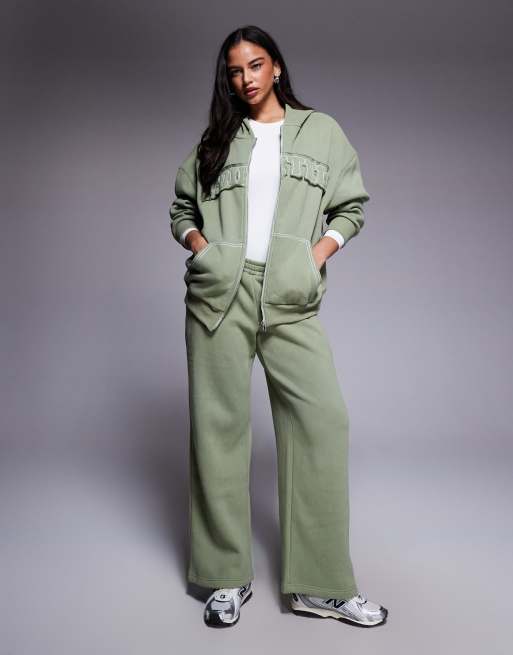 Edikted co-ord Forever oversized hoodie in olive, 4 of 4