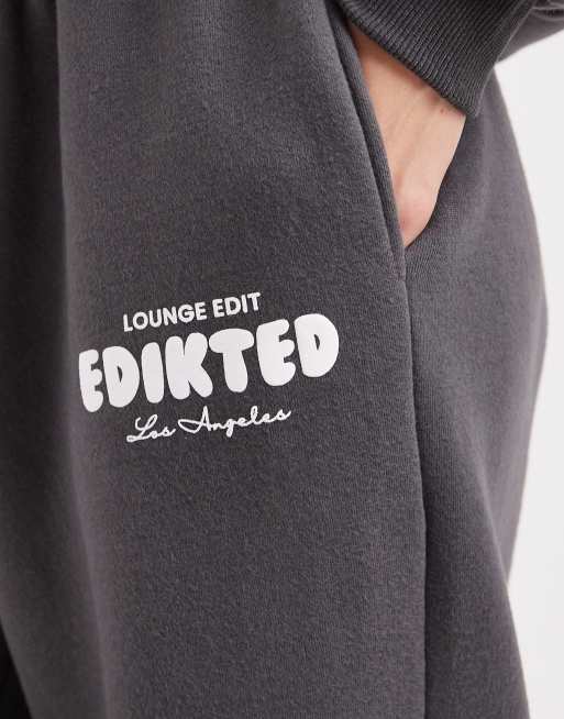 Edikted co-ord Lounge edit tracksuit bottoms in grey, 4 of 5