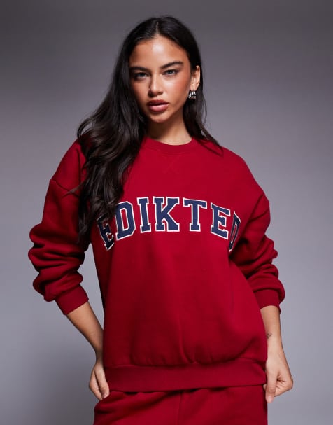 Edikted co-ord major sweatshirt in red