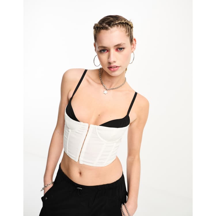 Edikted contrast trim cupped Y2K corset top in white | ASOS