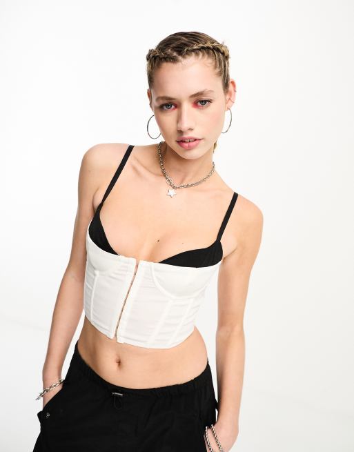 White Corset Top, Y2k Top, Corset Crop Top 