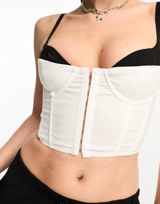 Edikted contrast trim cupped Y2K corset top in white | ASOS