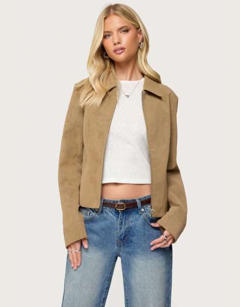 Edikted Cozette faux leather jacket in tan