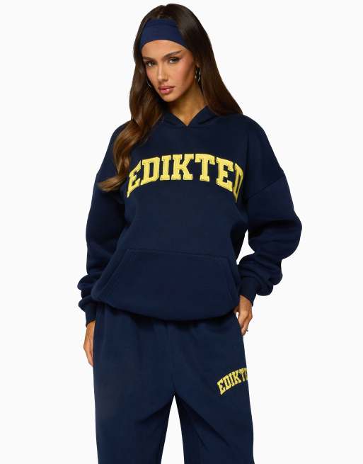 Edikted crush oversized tracksuit set in navy, 3 of 3