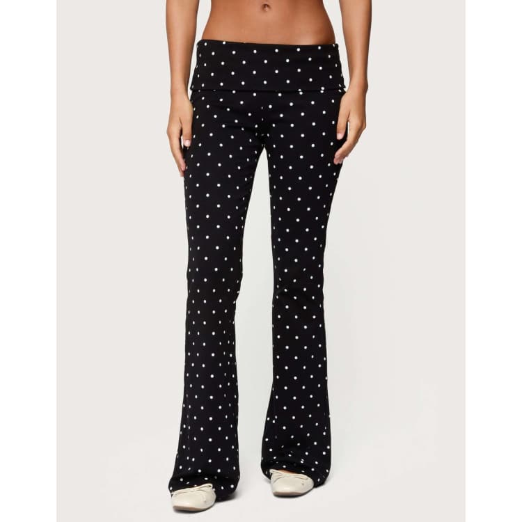Edikted Daliya polka dot fold over pants in black | ASOS