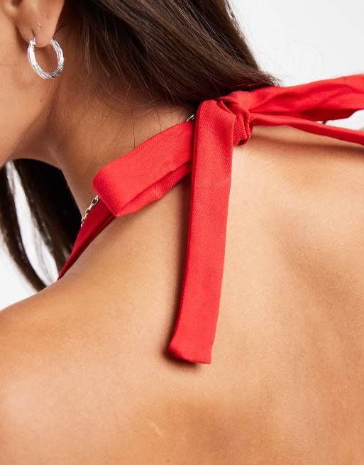 Edikted Dara halter top in red, 2 of 4