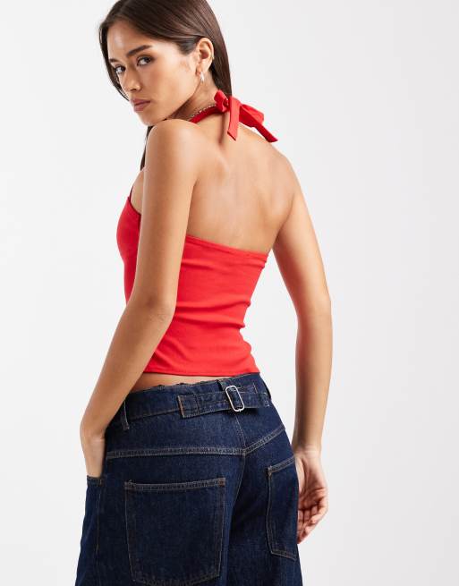 Edikted Dara halter top in red, 4 of 4