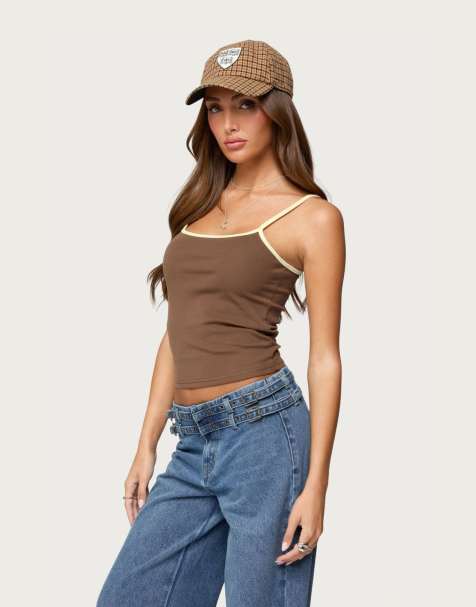 Edikted Deanna tank top in brown - view 1