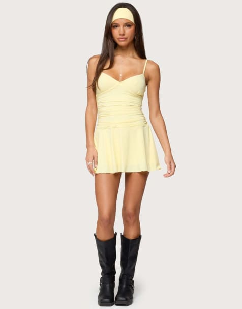 Edikted Deborah ruched mini dress in yellow