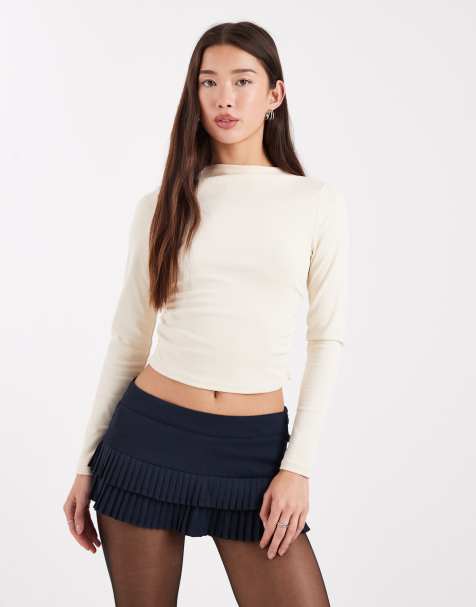 Edikted double pleated mini skort in navy