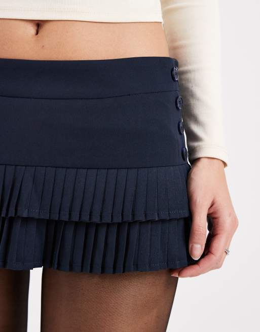 Edikted double pleated mini skort in navy, 5 of 5