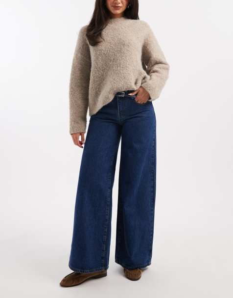 Edikted Edie belt detail low rise jeans in blue - view 1