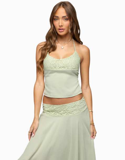 Edikted Edikted evia lacey backless halter top in sage - view 1