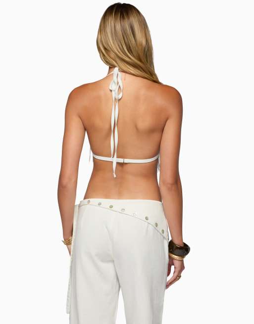 Edikted Edikted kienna fringed bra top in white, 2 of 5