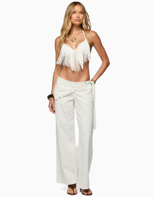 Edikted Edikted kienna fringed bra top in white, 4 of 5