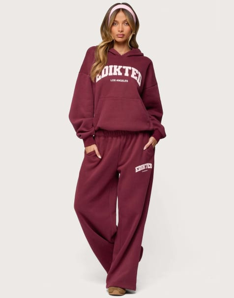 Edikted Edikted la sweatpants in burgundy - view 1