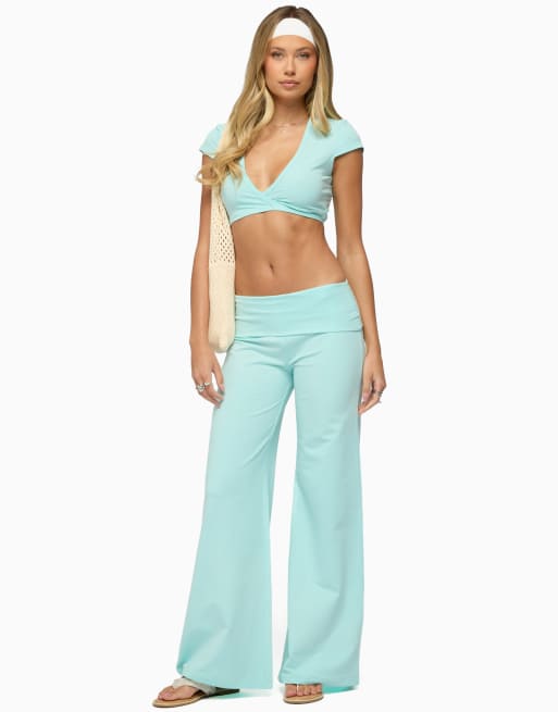 Edikted Edikted laverne wrap crop top in turquoise, 5 of 5
