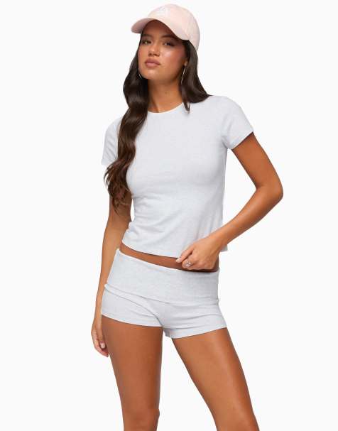 Edikted Edikted marleaux fitted t shirt in light-gray-melange - view 1