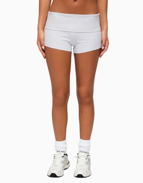 Edikted Edikted marleaux foldover shorts in light-gray-melange