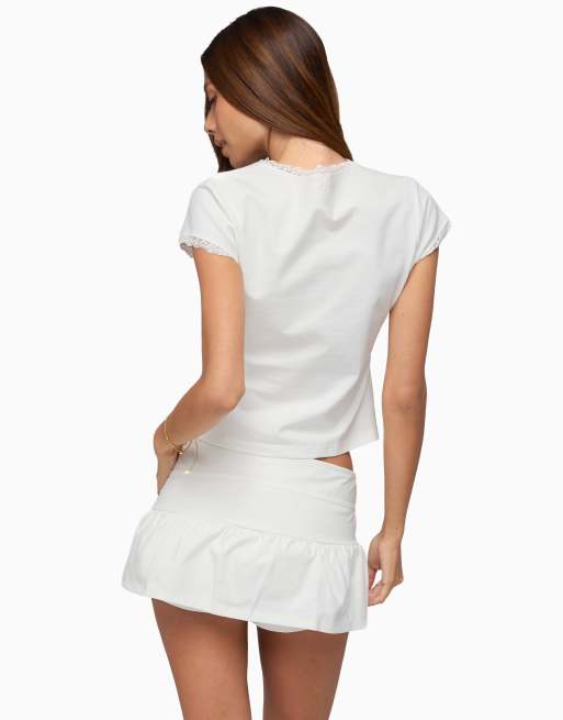 Edikted Edikted yelena lacey button up top in cream, 2 of 5