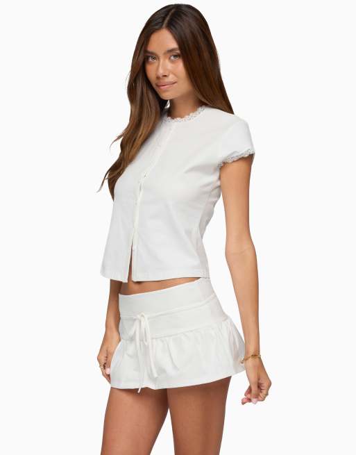 Edikted Edikted yelena lacey button up top in cream, 3 of 5