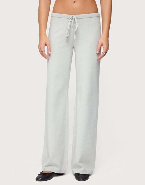 Edikted Embryn knit pants in light grey melange - view 1