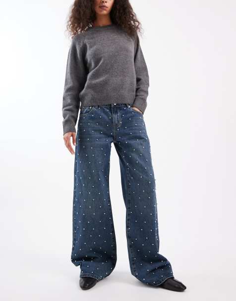 Edikted Esmay studded low rise jean blue