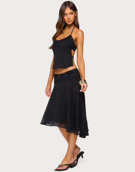 Edikted evia lacey backless halter top in black, 5 of 5