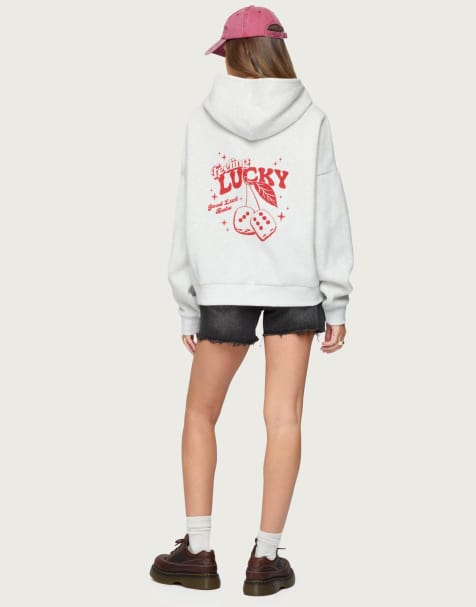 Edikted Feeling lucky oversized hoodie in gray melange - view 1
