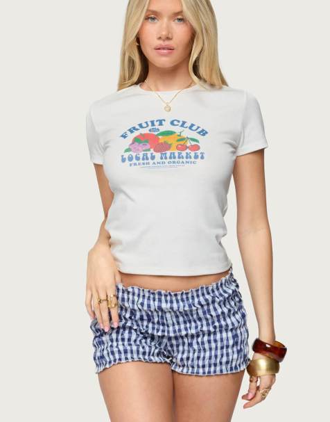 Edikted Fruit club graphic t shirt in white - view 1