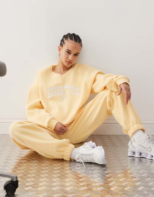 Edikted girl v neck sweatshirt in yellow - part of a set