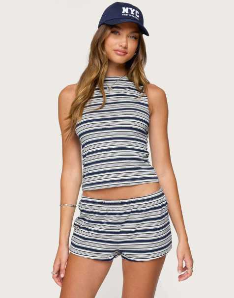 Edikted Glennon striped top in navy - view 1