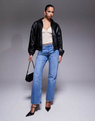 Edikted Halley Faux Leather Bomber Jacket In Black