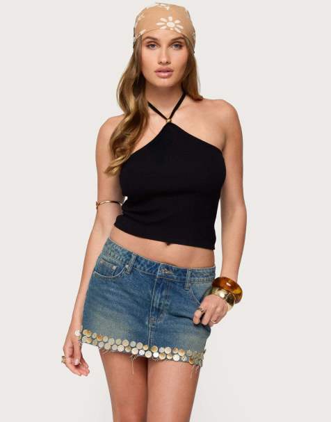 Edikted Hollis knit halter top in black