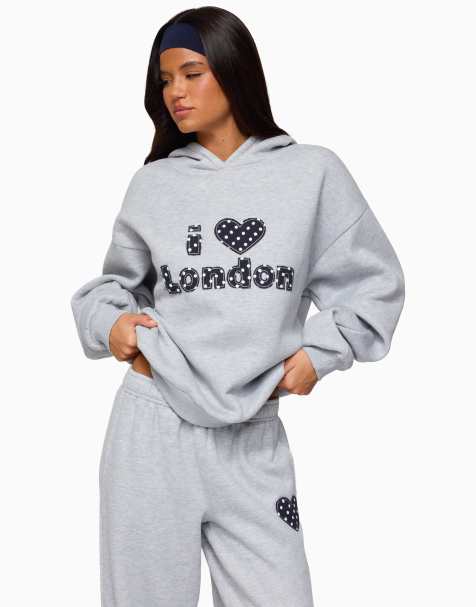 Edikted i heart london hoodie in grey-melange - view 1