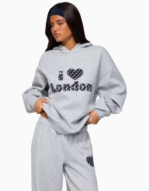 Edikted i heart london tracksuit set in grey, 3 of 3
