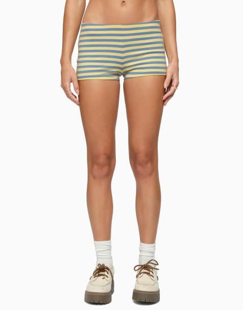 Edikted isara striped shorts in blue-and-yellow - view 1