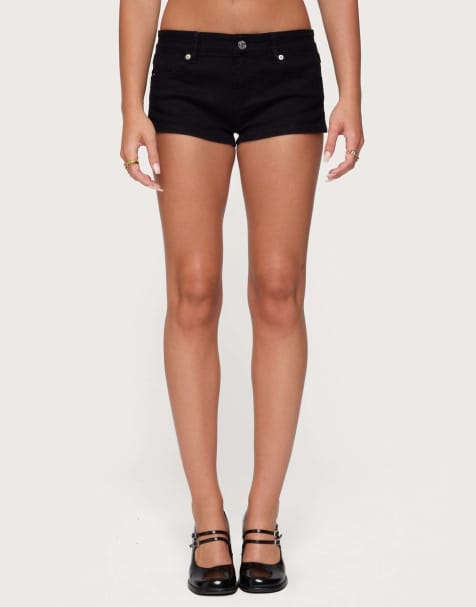 Edikted Jagger low rise denim shorts in black - view 1