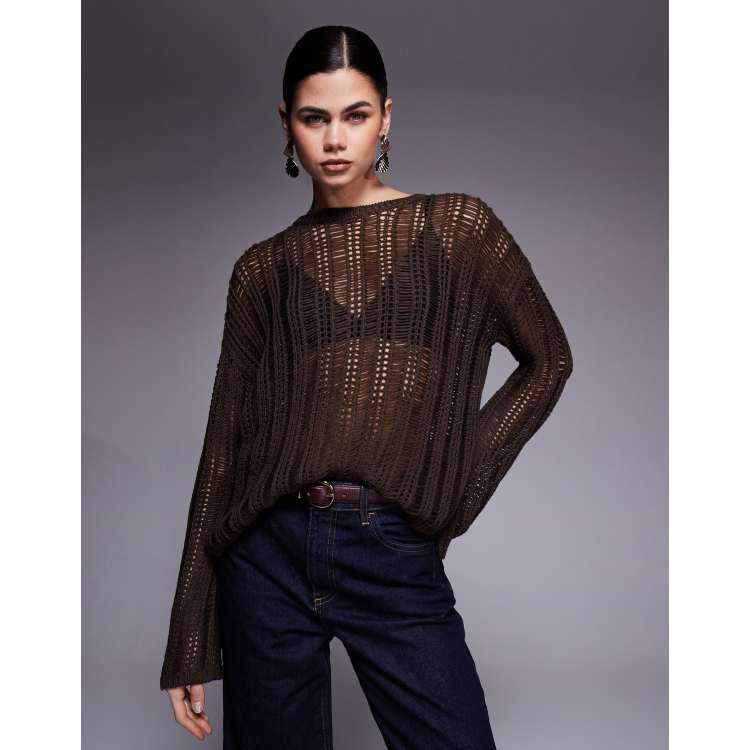 トップス theredthread laddering loose knit THEREDTHREAD / ザレッドスレッド】S layered dolman knit