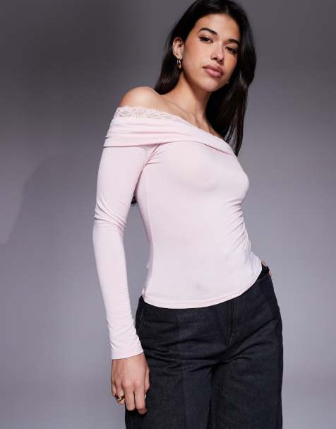 Edikted Janus lacey foldover top in pink - view 1