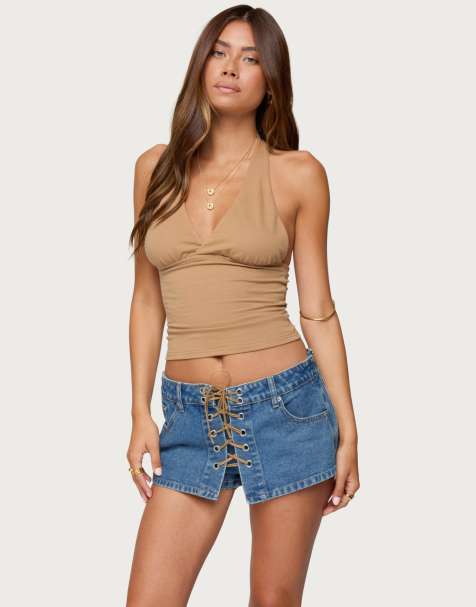 Edikted Jaynee halter top in brown - view 1
