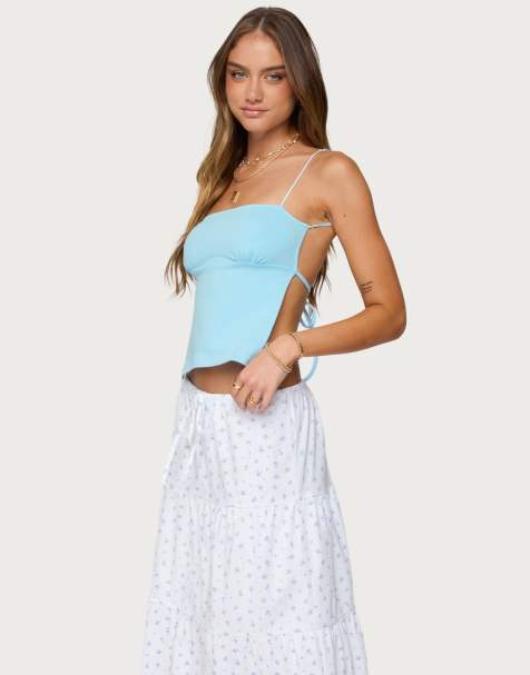 Edikted Jinx open-back top in light blue