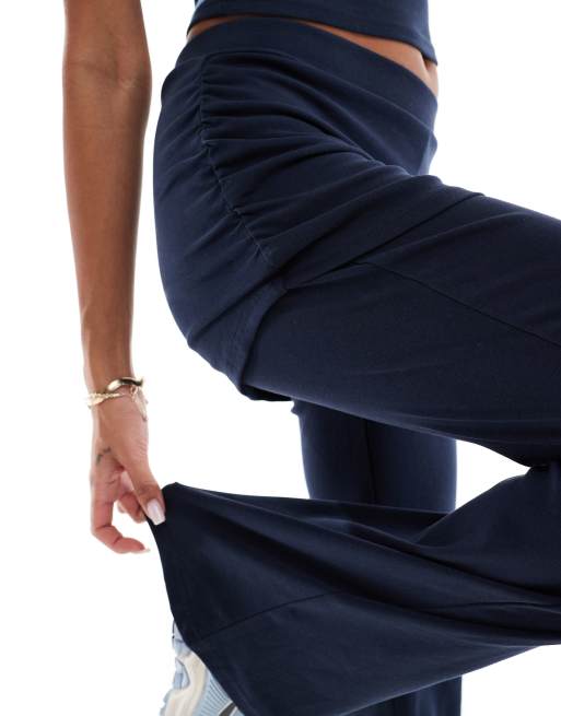 Edikted Kadence Mini Skirt Flared Pants in navy co-ord ASOS