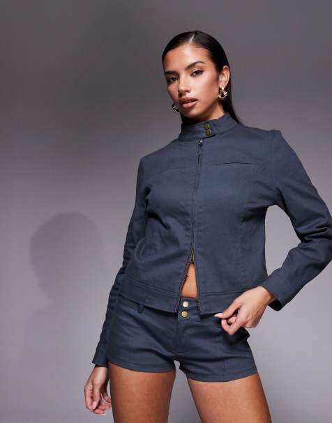 Edikted Kayra moto jacket in dark grey (Part of a set) - view 1